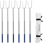 32" Heavy Duty Hot Dog Roasting Sticks for Campfire, Smores Sticks for Fire Pit Long, Marshmallows Skewers (6 Pack)