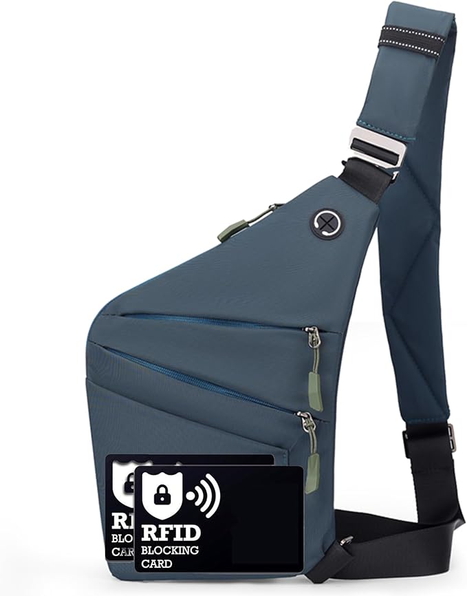 Anti Theft Crossbody Bags for Women Men, Multi-Pocket Shoulder Bag, Slim Sling Bags with 2 RFID Blocking Card