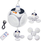 Folding Camping Solar Lamp Lights Waterproof Hanging Tent Collapsible Lantern 4000mah Remote Control Blub LED USB Rechargeable Foldable Portable for Home Indoor Outdoor Emergency Power Outage 1 Pack