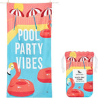 Dock & Bay Beach Towel - Quick Dry, Sand Free - Compact, Lightweight - 100% Recycled - Includes Bag - Pool Party Vibes - Large (160x90cm, 63x35)
