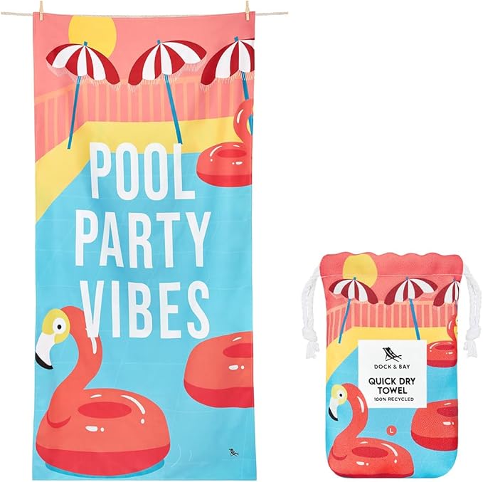 Dock & Bay Beach Towel - Quick Dry, Sand Free - Compact, Lightweight - 100% Recycled - Includes Bag - Pool Party Prepped - Set of 6 - Large (160x90cm, 63x35)