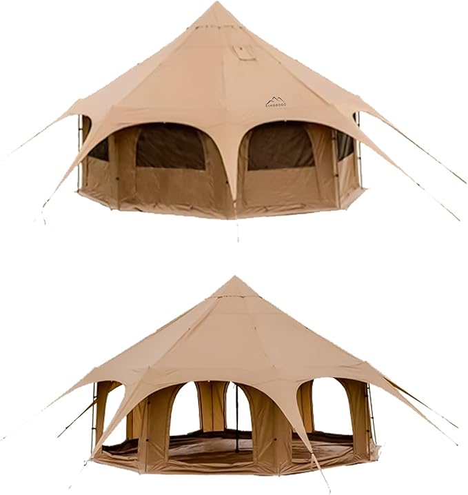 Cotton Canvas Tent Bell - Yurts Breathable and Windproof,Glamping for 6/8/10Person Family Camping