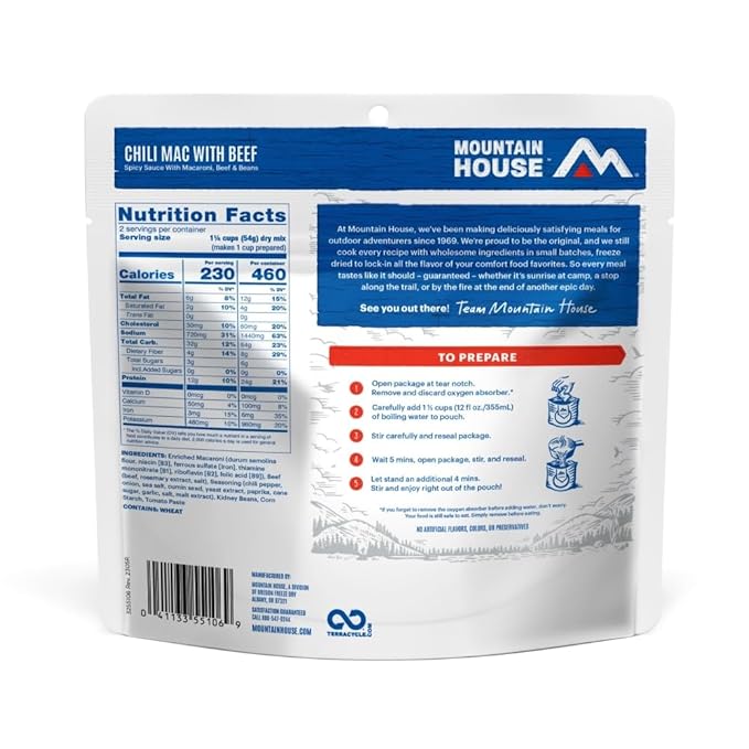 Mountain House Chili Mac with Beef | Freeze Dried Backpacking & Camping Food | 6-Pack