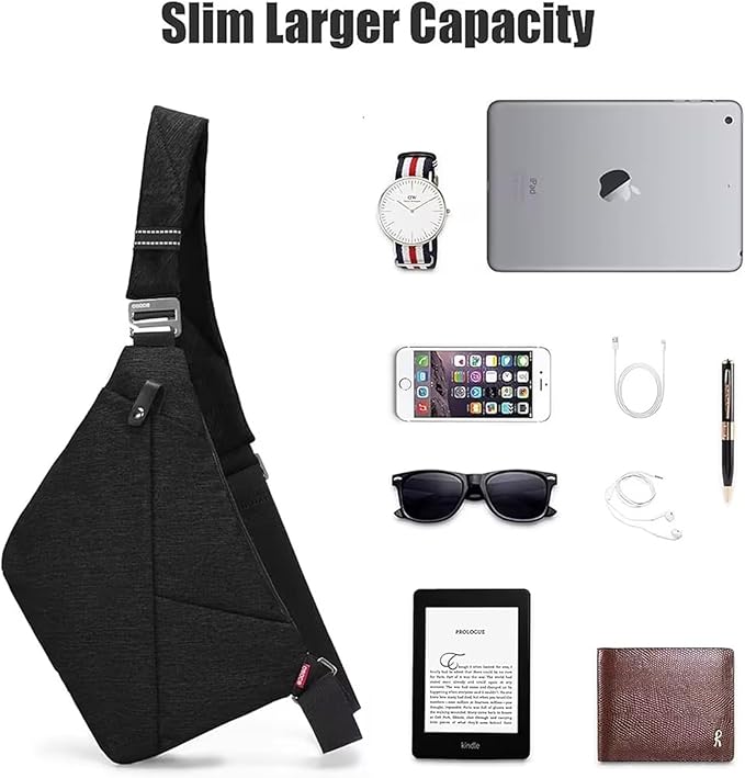 Anti Theft Crossbody Bags Sling Bag for Women Men Waterproof Wander Bag for Sports and Travel. (4.0Black, Small)