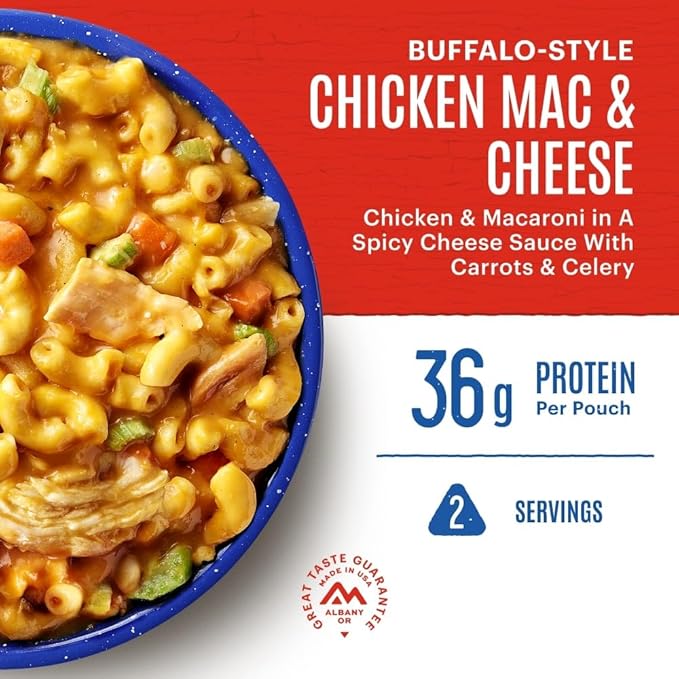 Mountain House BuffaloStyle Chicken Mac & Cheese FreezeDried Food for Camping, 12 Servings, 30Year ShelfLife