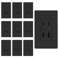 ELEGRP 42W Fast Charge & Power Delivery 4-Port USB Wall Outlet, UL/CUL Listed, Wall Plate Included, 10 Pack, Matte Black