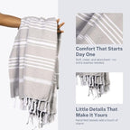 Cotton Turkish Beach Towel with Towels Oversized 36"x72" Pool Absorbent Extra Large Quick Dry Sand Travel Towel (Silver Mist, 4 Pack)