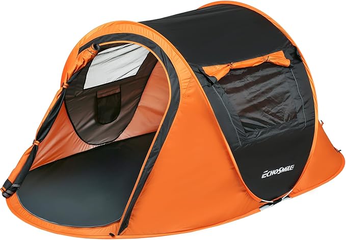 EchoSmile Instant Pop Up Camping Tent, 2/4/6 Person, Easy Setup Tent, Water Resistant Dome, Portable with Carry Bag