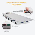 FUNDANGO Ultralight Folding Camping Cot, Extra Long Backpack Lightweight Camping Cots for Adults Portable Cot Bed for Hiking Travel Home Mountaineering, Beige