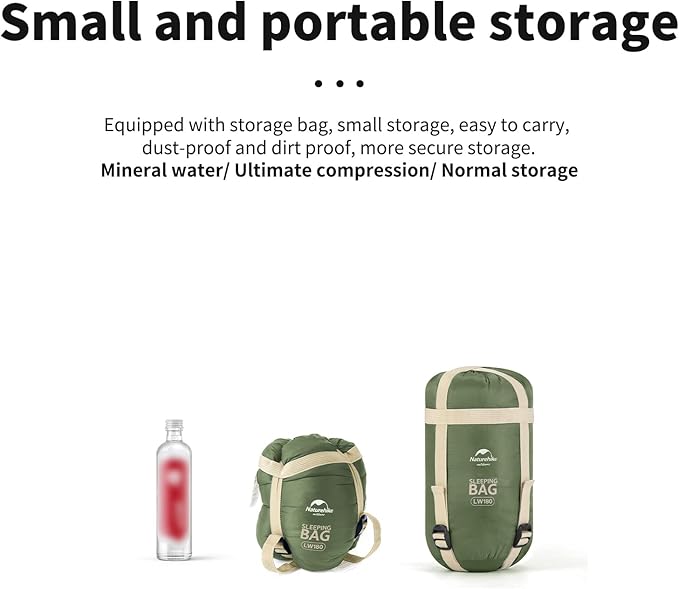 Naturehike Lightweight Compact Sleeping Bag, Envelope Ultralight Backpacking Sleeping Bag Portable, Waterproof, Comfort with Compression Sack for Cold&Warm, Camping, Traveling, Hiking