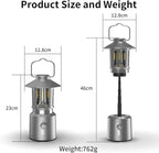 Camping Lantern Rechargeable, 8000mAh Power Bank, Telescopic Tent Light with 360° Lighting, Dual Light Source (LED & Vintage Filament), 3 Light Modes (2000K-6500K) Tent Lamp for Camping, Emergency