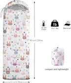 Sleeping Bags for Adults and Kids，3D Printing Camping Sleeping Bag for Girls Boys Lightweight Waterproof Cold/Warm 3-Season，Outdoor Travel with Compression Bags