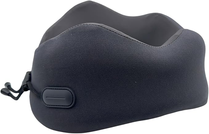 Ultra-Soft Travel Neck Pillow, Ergonomic Design with Contoured Shape, Breathable Fabric,Internal Structure，Travel Blanket Airplane Compact with Bag，Airplane Essentials (Basque Black)