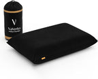 Vaverto Black Travel and Camping Pillow - Compressible Medium Firm Memory Foam, Viscose Made from Bamboo Cover, Machine Washable, Ideal for Backpacking, Airplane, Car Travel