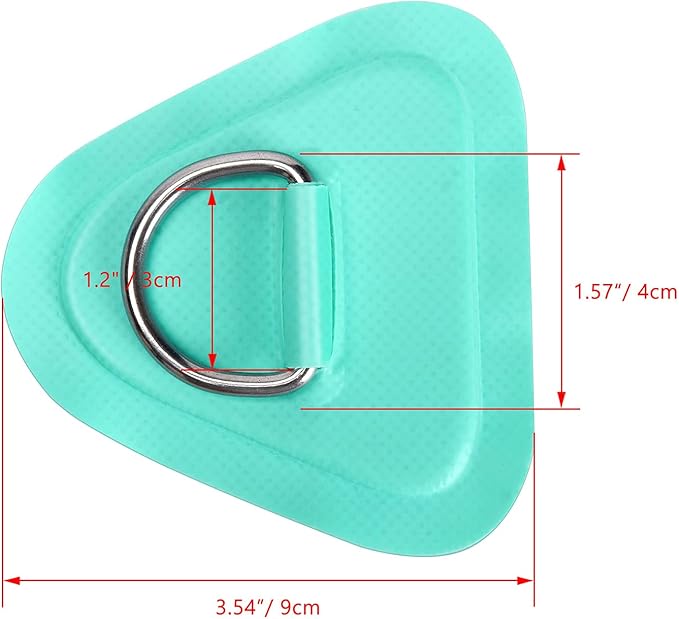 TOBWOLF 6 Pack 3.54" / 9cm Stainless Steel D-Ring Patch for Inflatable Boat Kayak Dinghy SUP, Triangular D-Ring PVC Patch Stand-Up Paddleboard Canoe Rafting Accessories, NO Glue Included