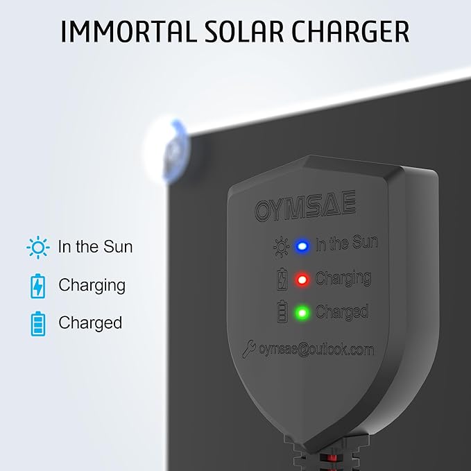 OYMSAE12V Solar Battery Charger ，10W Waterproof Solar Battery Maintainer,Portable Solar Panel Charger with Upgraded MPPT Controller for Car, Motorcycle, Boat, Marine, RV, Trailer, Tractor,Truck, etc