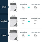 3 Set Compression Packing Cubes for Travel - Compressible, Lightweight, and Space-Saving Packing Cubes, Travel Essentials for Women, Grey