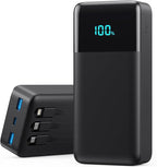 Portable Charger PowerBank 50,800mAh with 3 Built-in Cables,25W PD Fast Charging+QC 4.0 Quick Phone Charging Power Bank, 6 Outputs LCD Display USB C Battery Pack for iPhone 16/15 Android Galaxy etc