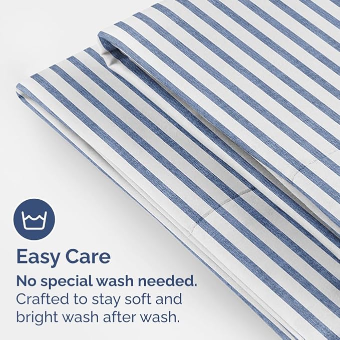 Pillowcases - Ultra Soft Hotel Quality Pillowcase Covers - Comfy, Cozy & Wrinkle Free - Shrinkage and Fade Resistant - Machine Washable Pillow Protectors - (King, Blue Stripes 2, 4 Piece Set)
