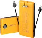 Portable Charger Power Bank Built in Cables and Wall Plug, 10000mAh iPhone Battery Pack Fast Charging, USB C External Slim Power Bank, Travel Essentials Compatible with iPhone 16 15 14 13 iPad, Yellow