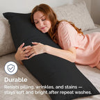 Long Pillowcases - Body Pillow Cover - Long Pillow Insert for Sleeping, Side Sleepers - Soft & Breathable Body Pillow Case with Envelope Enclosure - Comfy, Cozy & Machine Washable - 20" x 54" (Black)