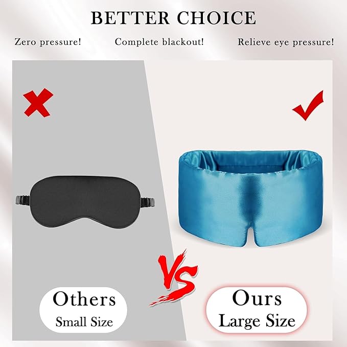 Mulberry Silk Sleep Mask – 100% Silk Sleep Masks for Women, Anti-Wrinkle, Light Blocking Eye Cover, Adjustable for Travel & Beauty (Blue)