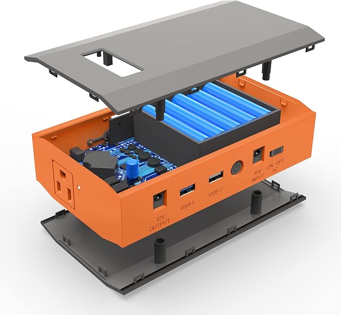 Portable Power Bank with AC Outlet, 65W 110V Portable Laptop Charger Battery Bank 24000mAh External Battery Pack Backup Power Source for Outdoor Tent Camping RV Home Office Smart Devices-Orange