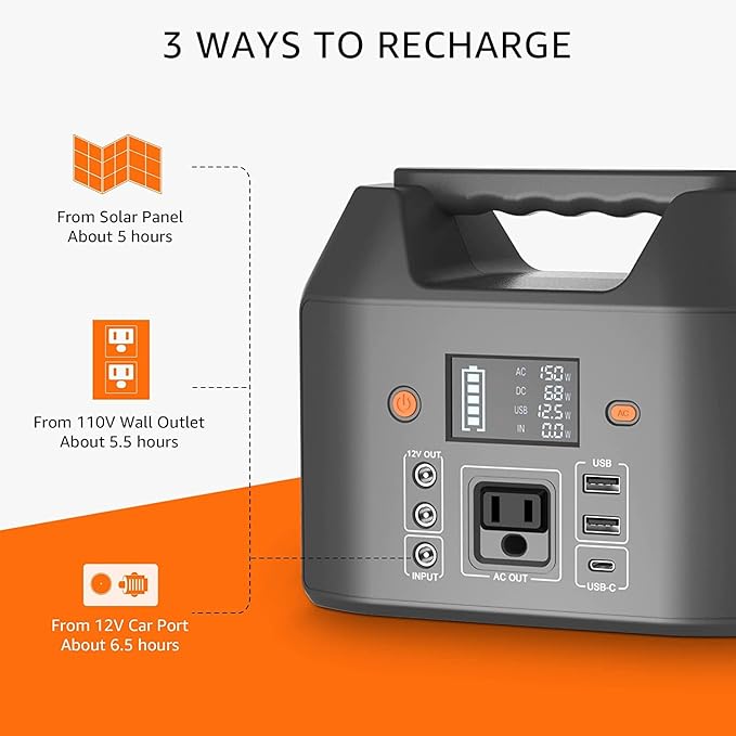 EnginStar Power Bank with AC Outlet 150W 110V Laptop Power Bank, 155Wh/ 42000mAh Battery Bank, Lithium Ion Power Supply for Emergency Camping
