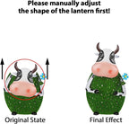 Cow Lanterns Decorative Outdoor with Hook and LED Light Solar Hanging Lights Outdoor Waterproof Unique Gift for Farmhouse