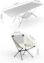 ONEFOREST Camping Table and 2 Camping Chairs, Portable Camping Set, Lightweight Carry Table and Chair for Outdoor Hiking Picnics BBQ Cooking