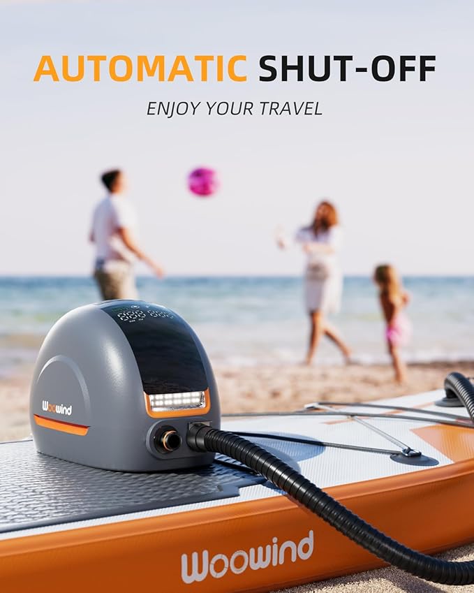 Woowind NW10 Paddle Board Pump Portable Sup Pump High Pressure 20 PSI Sup Air Pump, Dual Stage Inflation/Deflation, Type C/12V DC Electric Sup Pump for Inflatable Stand up Paddle Boards,Boats,Kayaks