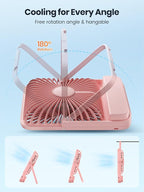 Warmco 10000mAh Portable Travel Fan 7-inch, [10-24H Runtime] Ultra-thin Digital Display Mini Desk Battery Operated Fan for Bedroom, Camping, Cruise Essentials 2025