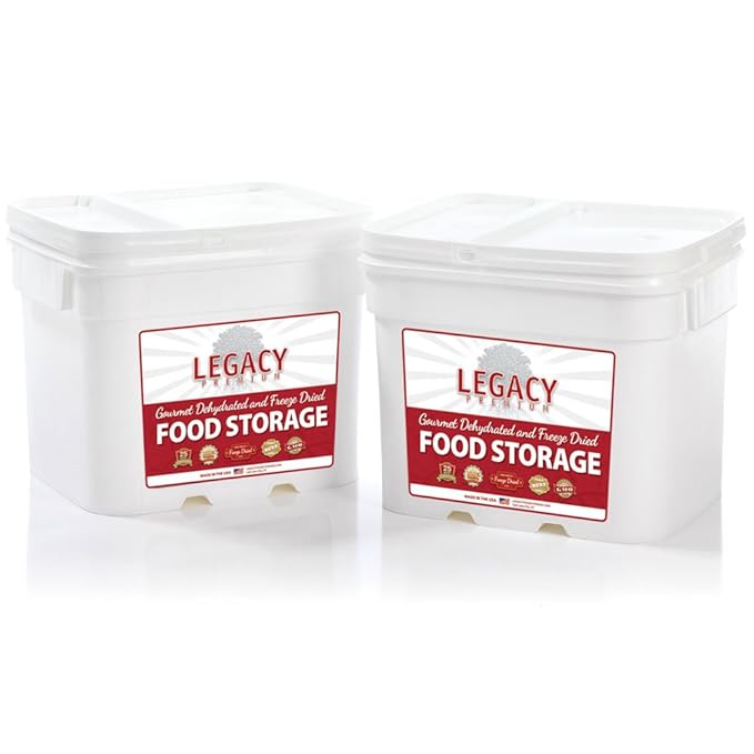 Legacy Food Storage 240 Serving Emergency Food Supply Package, 12 Entrees, 4 Breakfasts, 97,280 Total Calories, Shelf Stable Lunch & Dinner, Freeze Dried Survival Meals for MRE Camping, Hiking, Prepping