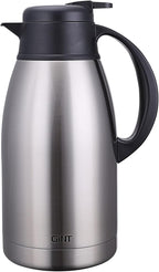GiNT Stainless Steel Thermal Coffee Carafe, Double Walled Vacuum Water and Beverage Dispenser, 12 Hour Heat Retention, 65 OZ /1.9 Liter, Silver