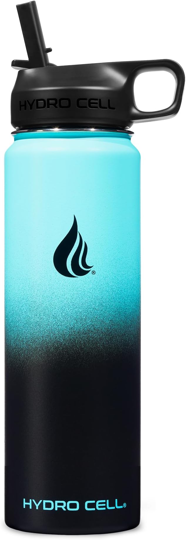 HYDRO CELL Stainless Steel Insulated Water Bottle with Straw - For Cold & Hot Drinks - Metal Vacuum Flask with Screw Cap and Modern Leakproof Sport Thermos for Adults (Teal/Black 24oz)