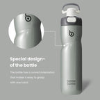 BOTTLE BOTTLE Insulated Water Bottle 24 oz with Handle and Flip Tops Lids Stainless Steel Water Bottle Push Button Lid Leak proof Portable for Running Travel Sports Hiking gray