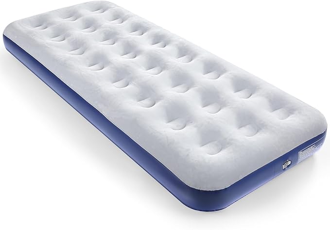 Camping Air Mattress Inflatable Air Bed Flocked Surface Travel Bed Sleeping Pad Air Bed for Outdoor Camping Tent Guest Travelling