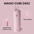 BOTTLE BOTTLE Insulated Water Bottle 24oz with Straw Lid and Handle for Sports Travel Gym Stainless Steel Water Bottles Double-Wall Vacuum Metal Leak Proof BPA-Free