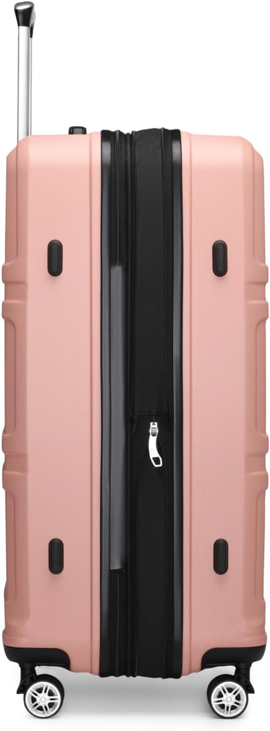 Kono 28 Inch Luggage Expandable Suitcase Lightweight with Spinner Wheels TSA Lock Hardside Large Checked Luggage Durable Rolling Suitcase Nude/Rose Pink