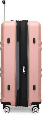 Kono 28 Inch Luggage Expandable Suitcase Lightweight with Spinner Wheels TSA Lock Hardside Large Checked Luggage Durable Rolling Suitcase Nude/Rose Pink