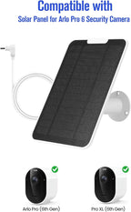 Solar Panel Charger Compatible with Arlo Pro Security Camera 2K HDR(6th Gen, 2025 Release), Built-in Battery Solar Panel for Arlo Pro 6/6XL, 9.8ft USB-C Plug Cable, IP65 Waterproof, Wall Mount, 3 Pack