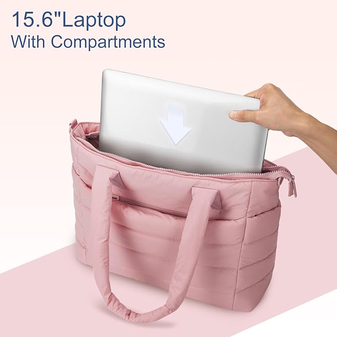 Tote Bag for Women Puffer Work Tote Handbag Large Quilted Nurse Bag with Zipper for Travel