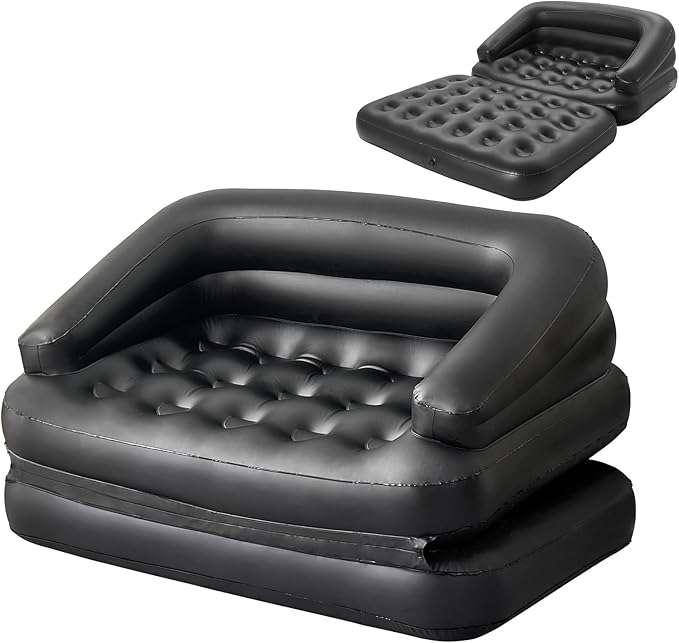 RAPTAVIS Inflatable Sofa Bed for Camping, Pool Float Couch Outdoor Mattress Bed with Armrest, Full Size