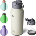 BOTTLE BOTTLE 32oz Insulated Water Bottle Stainless Steel Sport Water Bottle with Straw Dual-use Lid Design for Gym with Pill Box
