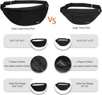 MAXTOP Large Crossbody Fanny Pack with 4-Zipper Pockets,Gifts for Enjoy Sports Festival Workout Traveling Running Casual Hands-Free Wallets Waist Pack Phone Bag Carrying All Phones