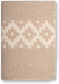 Thick Alpaca Wool Blanket Heavyweight Camping Outdoors Indoors Soft Peruvian Blankets Queen Size Ethnic Design (Beige - Ivory, Queen)