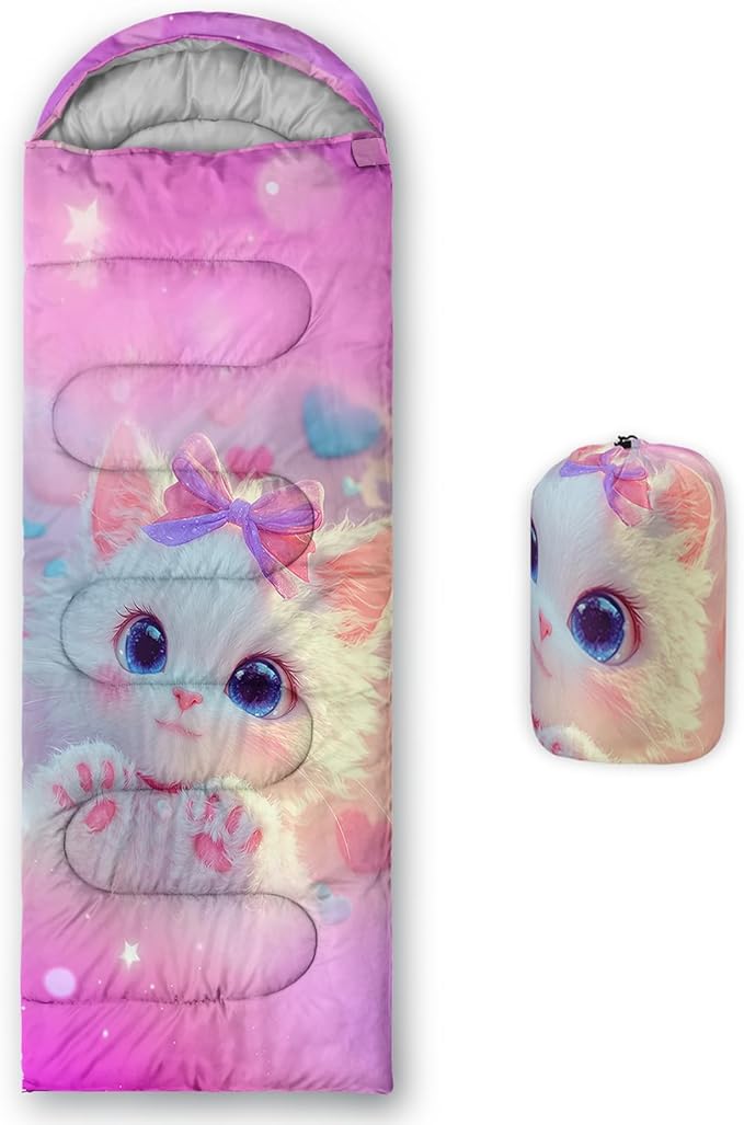 QOOMO Animals Camping Sleeping Bags,3 Season Warm & Cool Weather,Lightweight,Waterproof Sleeping Bags for Adults & Kids,Traveling,and Outdoors,Camping Gear Equipment