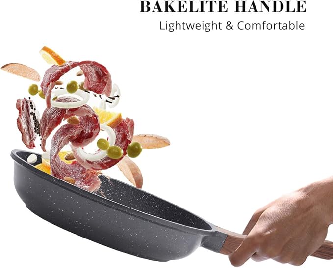 SENSARTE Nonstick Cookware Set 23-Piece, Non Stick Pots and Pans Set with Swiss Granite Coating, Healthy Kitchen Cooking Set, Stay-Cool Handles