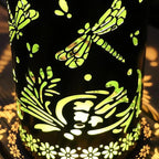 2 Pack Dragonfly Hanging Solar Lanterns Outdoor Waterproof,Black Metal Hollowed-Out Decorative Lanterns Solar Lights for Outside Yard Porch Tabletop Stairs Garden Decor