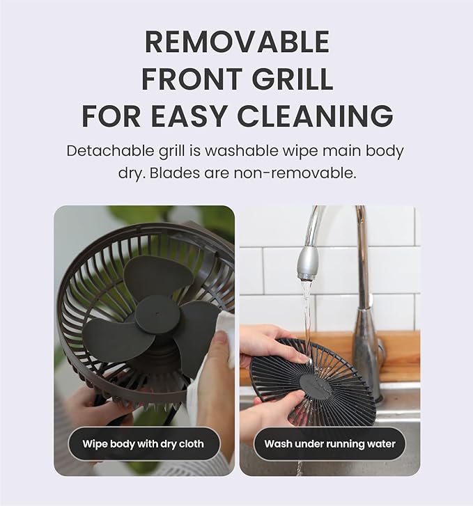 Claymore V600+ Rechargeable Camping Fan(Black) – 7,800 mAh Battery Operated Portable Fan for Indoor & Outdoor Use, 4-Speed Quiet Air Circulator, USB‑C Charging, Timer, Carry Pouch Included